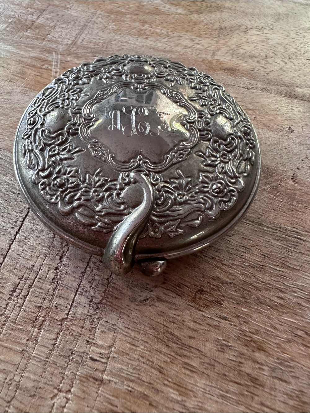 Vintage Silver Compact Mirror for Women